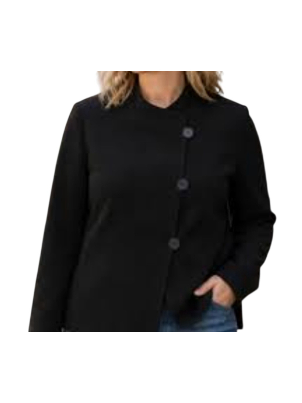 TALBOTS Women’s Black Asymmetric Button Long-Sleeves Blazer Jacket 14P Pre-owned